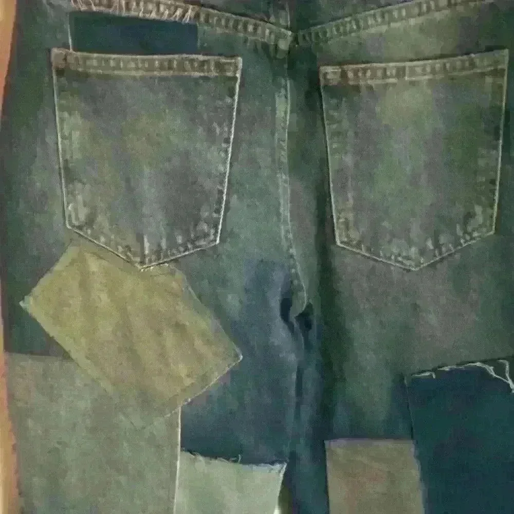 Free People We The Free Bare With Me Patchwork Boho Hippie Novelty Jeans 24 - Picture 8 of 16